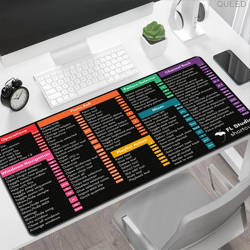 Windows- und Excel-Tastaturkürzel, Mauspad, 900 x 400 groß, Tisch-Mauspad mit nahtbarer, rutschfester Basis, Büro-Computer-Schreibtischunterlage Image