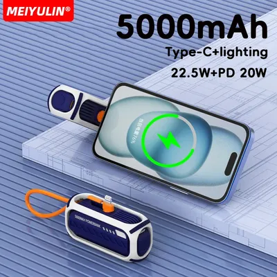 5000 mAh Mini Power Bank 22,5 W USB C PD Kabel Schnelle Lade Externe Batterie Tragbare Mobile Power Für iPhone Samsung Xiaomi