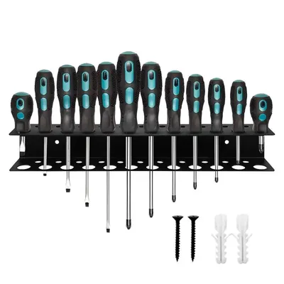 Wall Mounted Screwdriver Holder Wall Hangable Screwdriver Rack Metal Screwdriver Organizers Rack Wall Mounted Tool Organizers