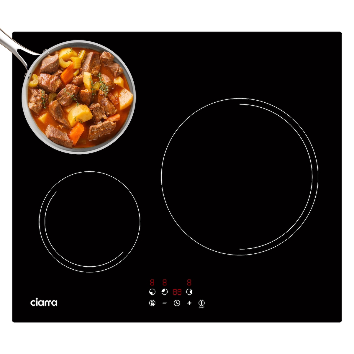 CIARRA Induktions-Kochfeld 60cm Kochfeld 3-Zonen Einbau Induktionskochfeld mit 5600 W VM3BIH-E Image