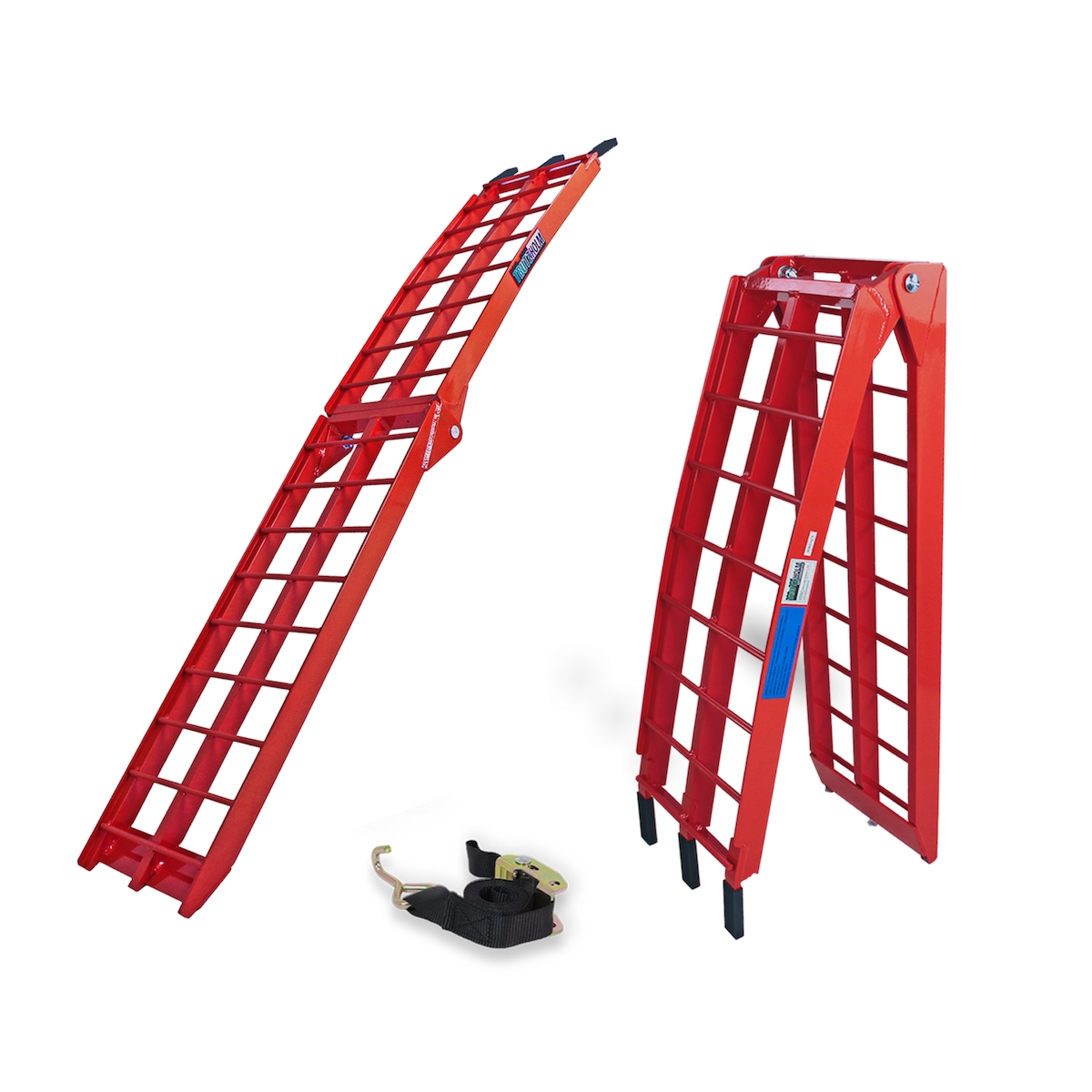 Baumarktplus TRUTZHOLM 1 x Auffahrrampe klappbar 180 cm Traglast 340 kg Alu rot Riffelstab Verladerampe Image