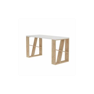 WellHome Sena - Schreibtisch aus Spanplatte mit Melaminbeschichtung 140x75x60 cm in Weiß und Eiche Image