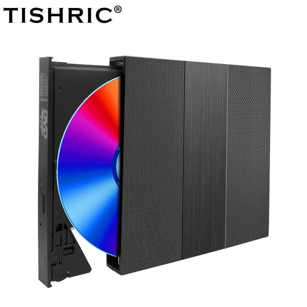 TISHRIC-Lecteur CD DVD externe USB2.0/3.0/type-c lecteur de disque externe CD-ROM DVD-ROM optique uniquement lu pour ordinateur portable ordinateur de bureau
