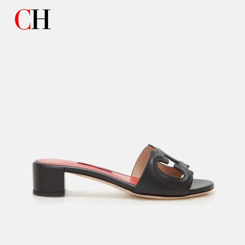 CH Women's Home Slippers Wearable Flat Simple Style Rhinestone Office Heeld Sandals Openwork Design Elegant Women's Shoes