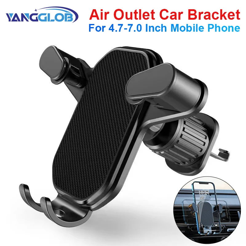 Support de téléphone portable pour voiture, fixation par gravité sur grille d'aération, support GPS pour smartphone, support de téléphone portable pour voiture, compatible iPhone Samsung Xiaomi LG