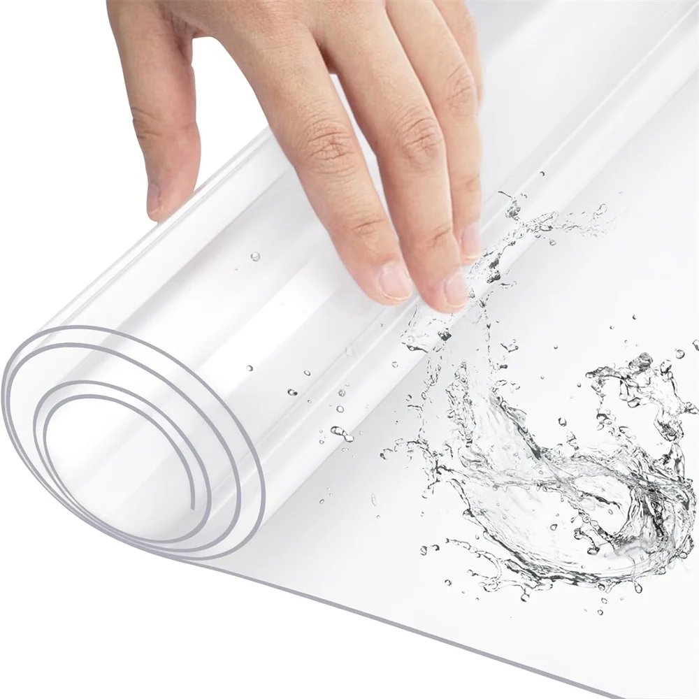 Transparente PVC-Tischdecke mit dicker, hitzebeständiger, wasserdichter und ölbeständiger Esstischmatte, 1 Stück Image