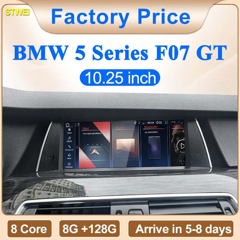 STWEI Neue 10,25 zoll Drahtlose CarPlay Android AUTO Multimedia-Player Für BMW 5 serie GT F07 F18 Auto Video Player GPS navigation Image