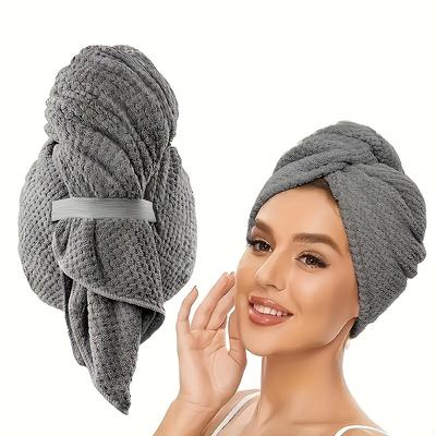TEMU Ultra-absorbent Microfiber Hair Towel Wrap For Women - Quick Dry, Soft & Comfortable With Elastic Band For Easy Wrapping - Ideal For Curly & Thick Hair Image