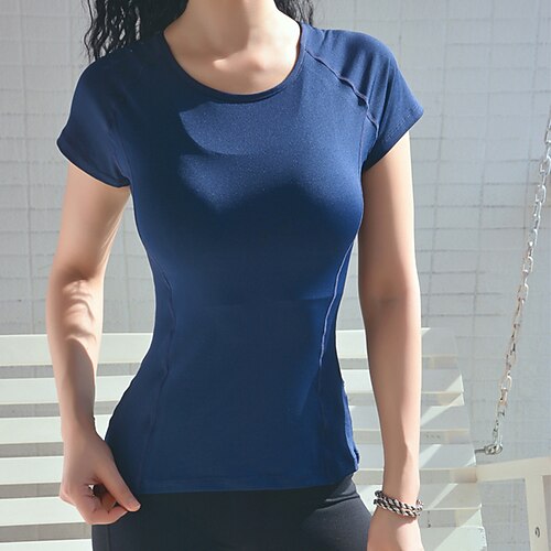 Per donna Maglia Maglietta / maglietta Maglietta corta Girocollo Asciugatura Rapida Leggero Confortevole Sportivo Manica Corta Gli sport Tinta unica Maglietta Felpa Per Allenamento in Palestra Corsa