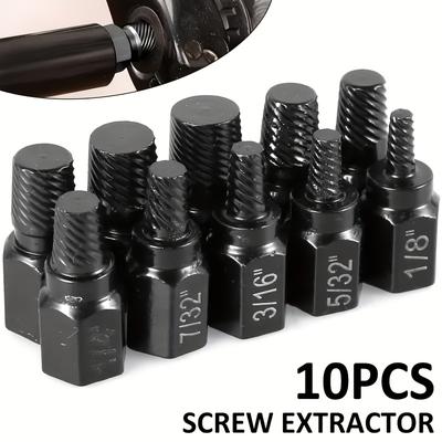 "TEMU 10pcs Alloy Steel Screw Extractor Set - Easily Take Out Stuck Bolts And Hex Screws, Durable And Corrosion-resistant, Sizes 1/8"-13/32", Diy Enthusiasts And , Screw Extraction Tool." Image
