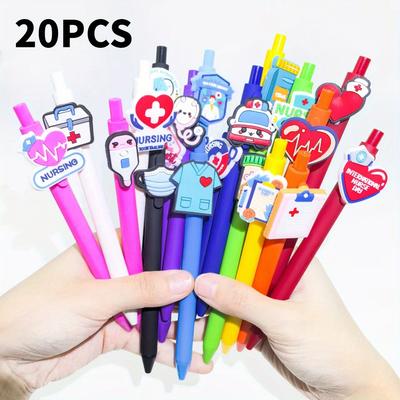 TEMU 20pcs Doctor Pens, Nurse Pens In Simple Solid Colors, Push-button Medical Ballpoint Pens, Styles Are Random. Image