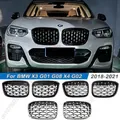 2 pezzi griglie stile diamante argento e nero griglia di ricambio per BMW X3 X4 G01 G02 G08 2017-2021 kit griglia paraurti anteriore auto