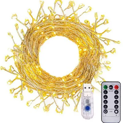 Fairy Light USB 5V Copper Wire Twinkle Firecracker String Timer& 8Modes 9m 300 LED Waterproof Starry Cluster for Christmas Party