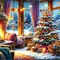 EverShine Pittura diamante Albero di Natale Paesaggio Forniture artigianali Diamante Mosaico Finestra Cartoon Neve Decorazioni per hobby fai da te per la casa