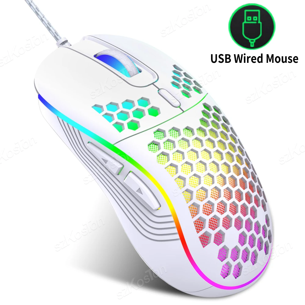 RGB-Gaming-Maus mit Kabel, ergonomisches Design, 6 Stufen, verstellbar, 7200 DPI, mit Hintergrundbeleuchtung, für Büro, Computer, PC, Gamer Image