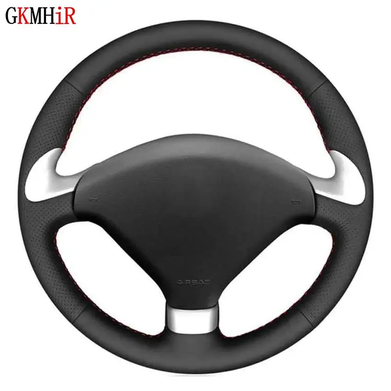 Housses de volant de voiture en cuir véritable noir souple, pour Peugeot 307 CC 2004-2009 307 SW 2004-2009 407 407 SW 2004-2009