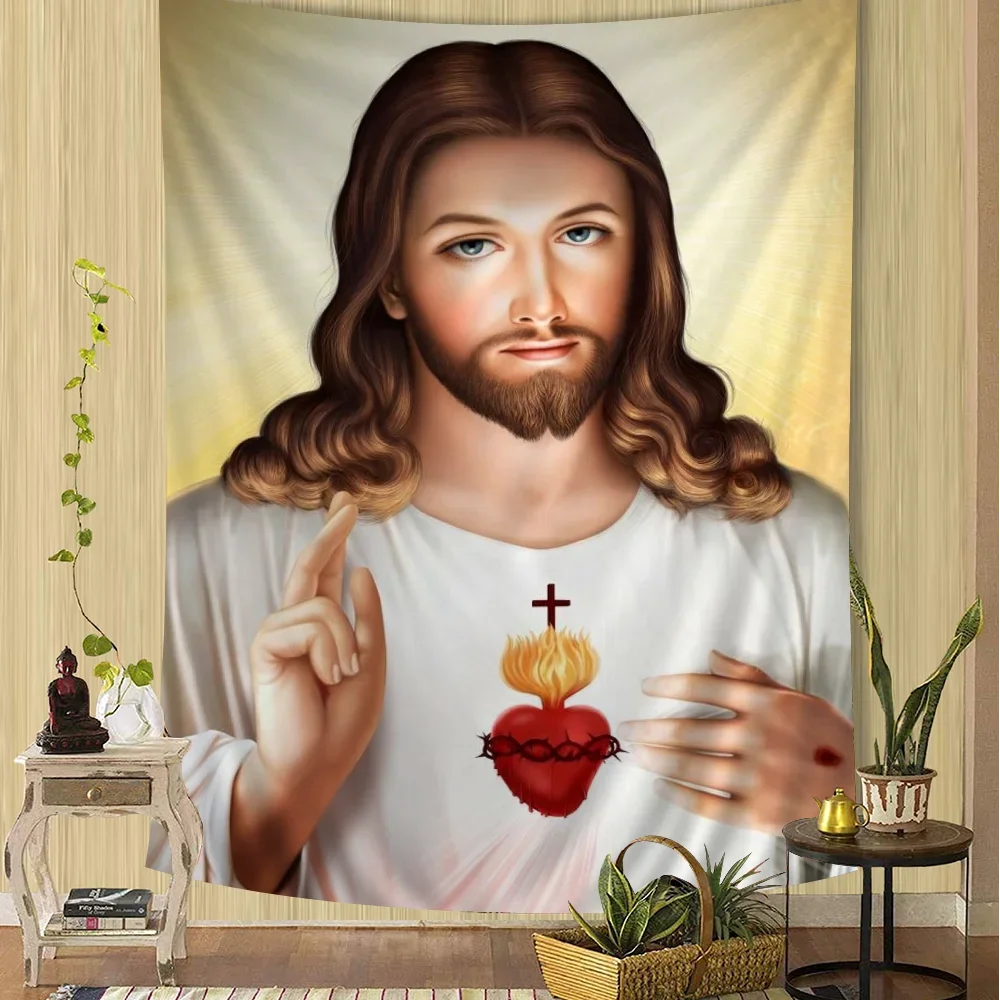 Cristo Jesus hängen böhmischen Wandteppich indischen Buddha Wand dekoration Hexerei böhmischen Hippie billige Hippie Wandbehang
