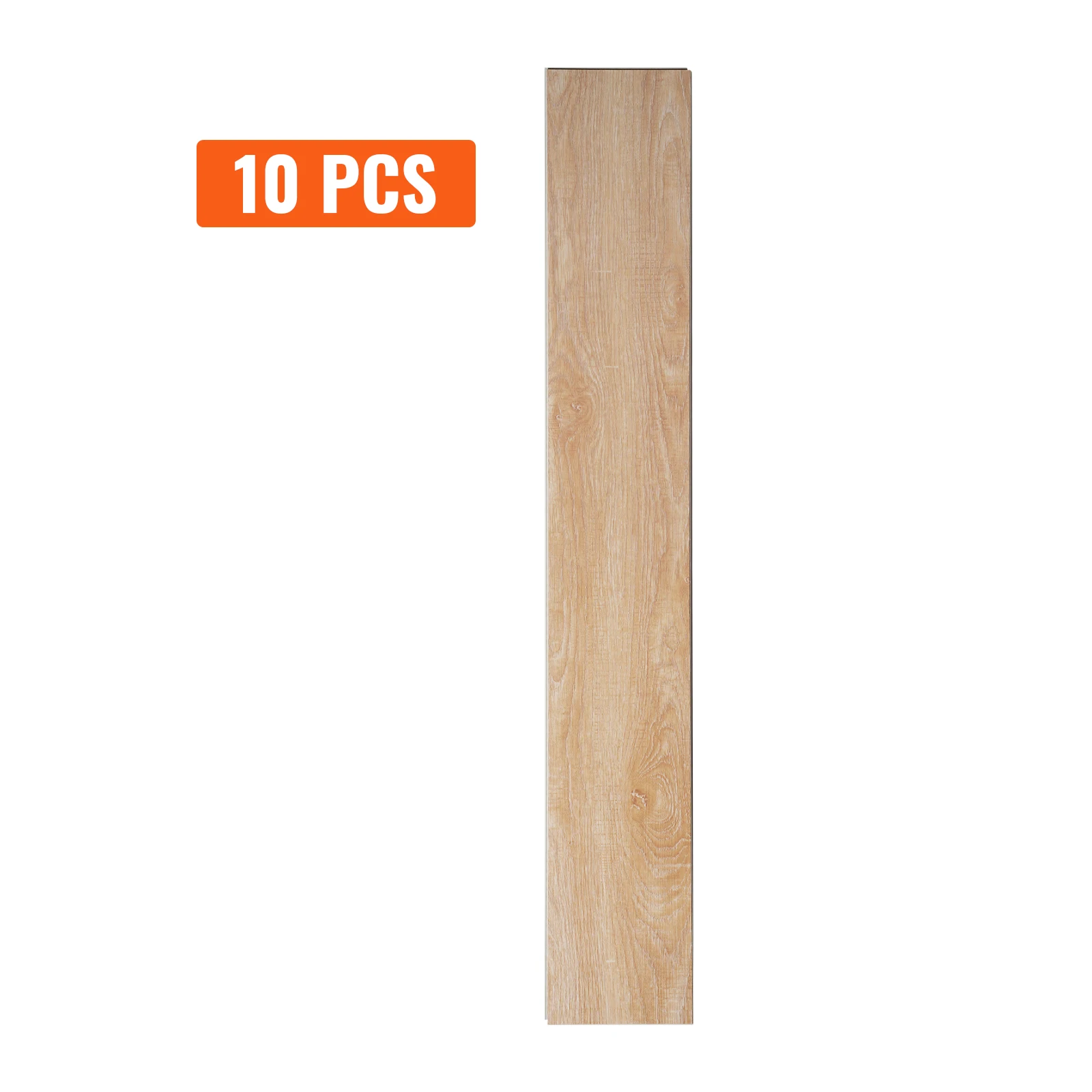 SucceBuy ineinandergreifende Vinyl-Bodenfliesen, 1220 x 85 mm, 10 Fliesen, 5,5 mm dick, mit Schnappverschluss, natürliche Holzmaserung, DIY-Bodenbelag für die Küche Image