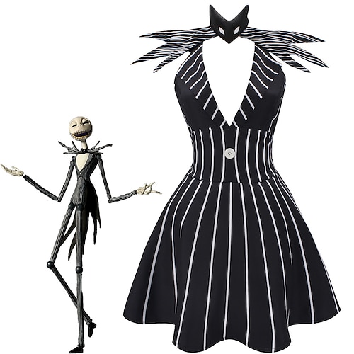 Der Albtraum vor Weihnachten Jack Skellington Kleid Kostüm Sexy Kostüm for Damen Erwachsene Weihnachten Halloween Karneval Party Club Image