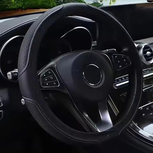 1 stücke auto lenkrad abdeckung faser leder doppel kreis ohne inneren ring elastische band griff abdeckung verschleiß-beständig geprägte