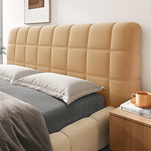 Vollumschließender Kopfteilbezug aus Kristallsamt mit Polsterung aus PP-Baumwolle, staubdicht Stoßfester Schonbezug für Kopfteil, Queen/King/Full, elastische Seiten passen auf verschiedene Kopfteile Image