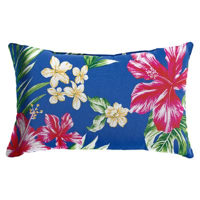 BH Outdoor Performance 20" x 13" Lumbar Pillow by BrylaneHome in Cobalt Tropicana Outdoor Furniture Accent Cushion