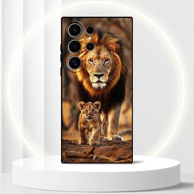 TEMU Lion Father And Lion Cub S25 Ultra S24 S23 S22 Plus S21 S20 Fe Phone Case For Note 20 Ultra Matte Silicone Shockproof Casing Protective Cover Image