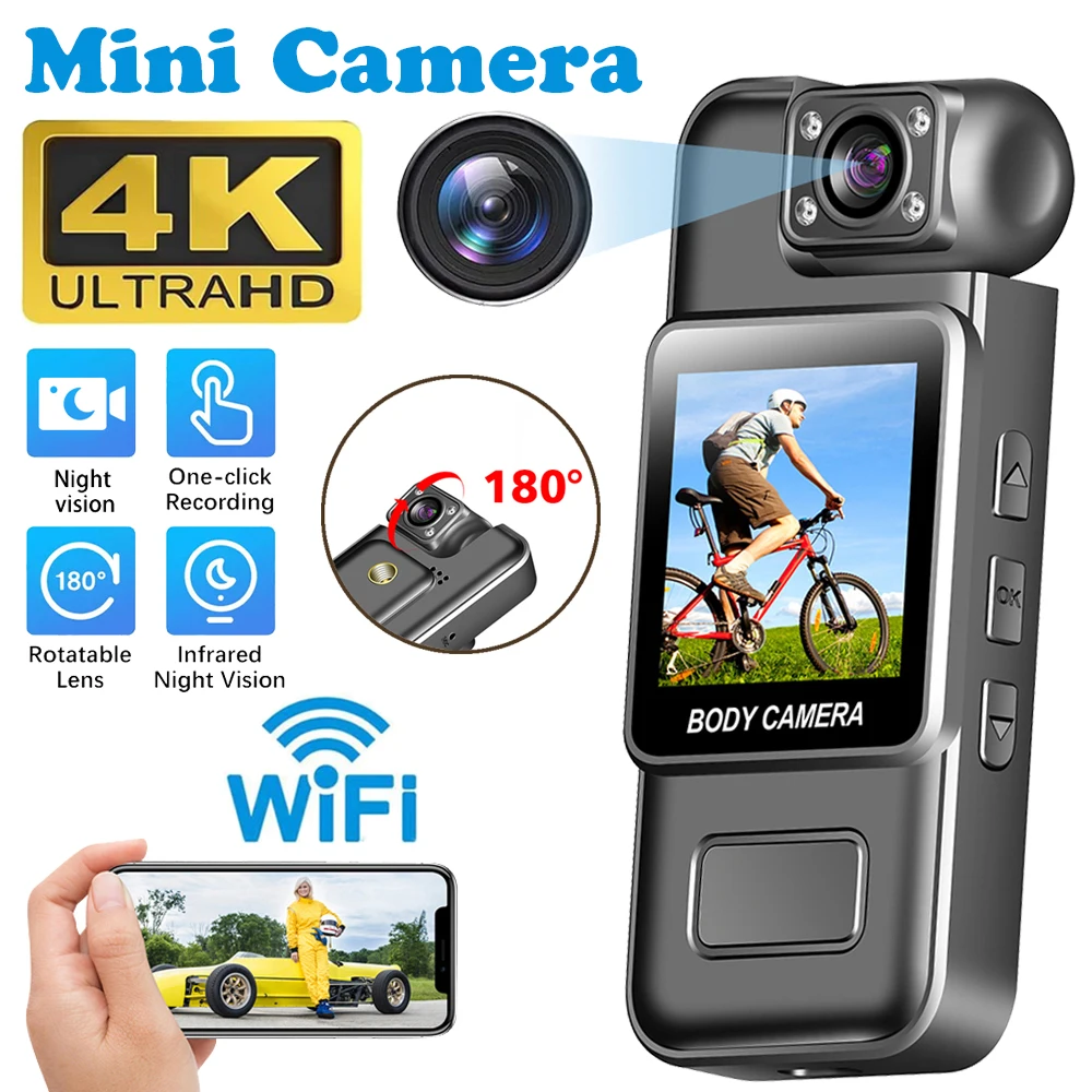 Ultra HD 4K WiFi Mini telecamera Videoregistratore digitale portatile Polizia BodyCam Visione notturna a infrarossi Sport DV Videocamera da equitazione 1]