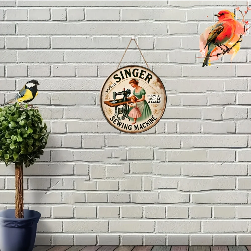 1 Stück runde Markenkunst aus Holz kann direkt mit Seil aufgehängt werden, Wanddekoration im Retro-Stil, 8 x 8 Zoll Flachdruck, geeignet für Ho Image