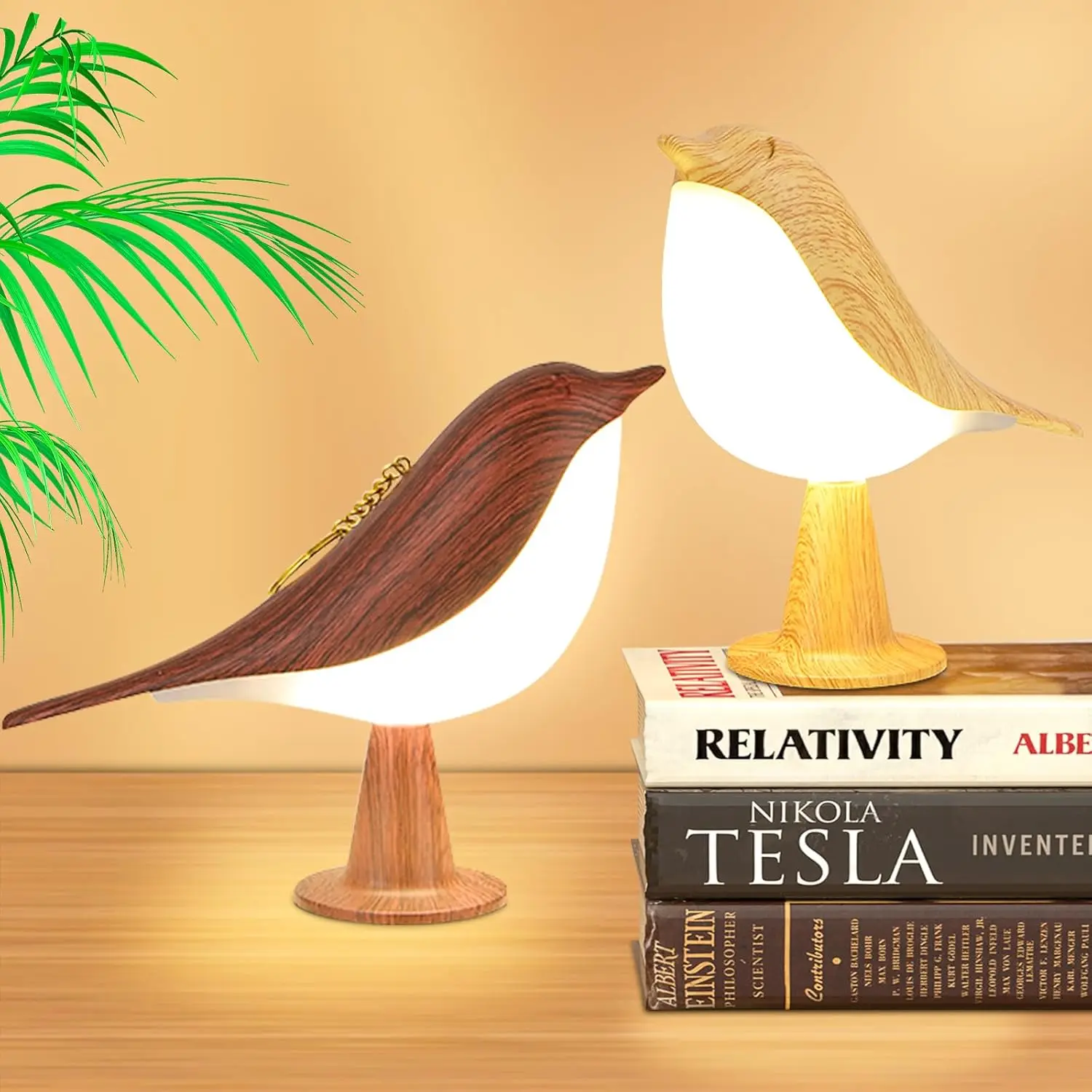 Confezione da 2 piccole lampade da comodino senza fili Lampada per uccelli Sensore tattile Lampada da tavolo a LED Touch Dimmer Luci di luminosità a 3 livelli Diffusore di aromi