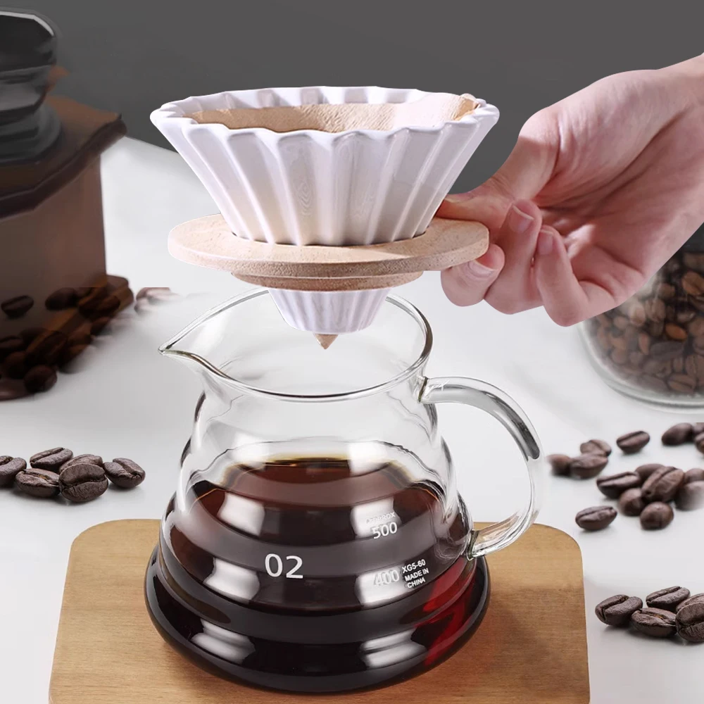 Kaffeefilter-Becherhalter, wiederverwendbar, Keramik-Kegel-Tropfer, Trichter, Kaffeemaschine für 1–2 Tassen, Handbrauen von Kaffee und Maschinen, Coffeeware Image