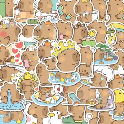 40 Stück Partygeschenke, Capybara-Aufkleber, selbstpasstend, kann zum Dekorieren von Partywänden, Image