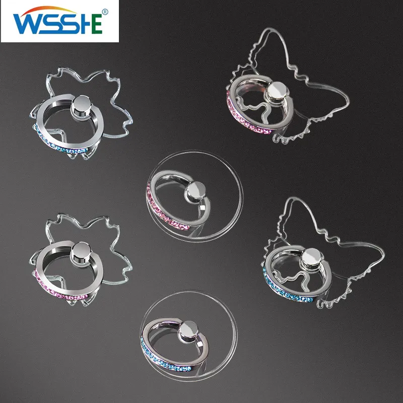 Universal Transparent Finger Ring Handy Smartphone Ständer Halter Für iPhone 12, Xiaomi Samsung Smartphone Auto Halterung Ständer