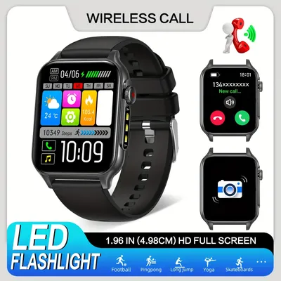 LaNikar Neue Smartwatch P6 Max 1,96" HD Großer Bildschirm Männer und Frauen mit LED-Taschenlampe Bluetooth Anruf Mode Sportuhren Image