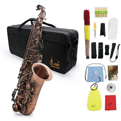 Professional Red Bronze Bend Eb E-flat Alto Saxophone Sax Abalone Shell Key Carve Pattern with Case