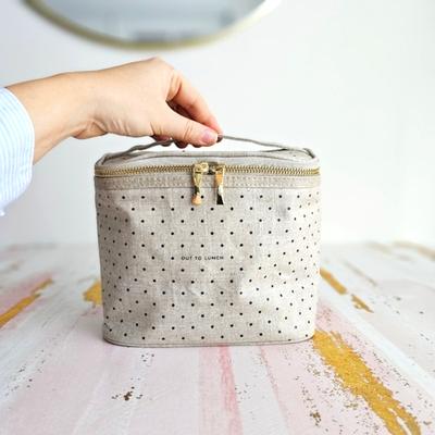 Kate Spade Bags | Kate Spade New York Lunch Tote Deco Dots Out To Lunch Coated Linen Cover | Color: Black/Tan | Size: 7" H X 8" W X 4.5" D