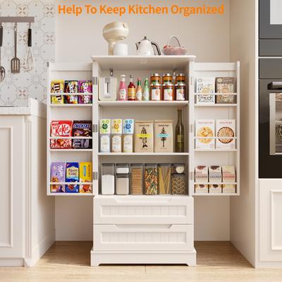 Freestanding Two Door Storage Food Cabinet with Three Shelves and One Drawer