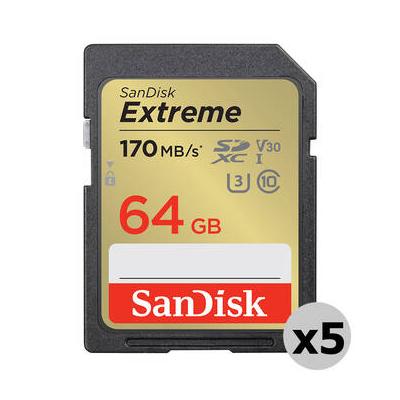 SanDisk 64GB Extreme UHS-I SDXC Memory Card Kit (5-Pack) SDSDXV2-064G-ANCIN