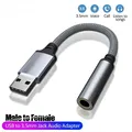 Adattatore audio per scheda audio esterna USB femmina jack da 3,5 mm Adattatore audio per microfono per cuffie per PC portatile Cavo audio da USB a 3,5 mm