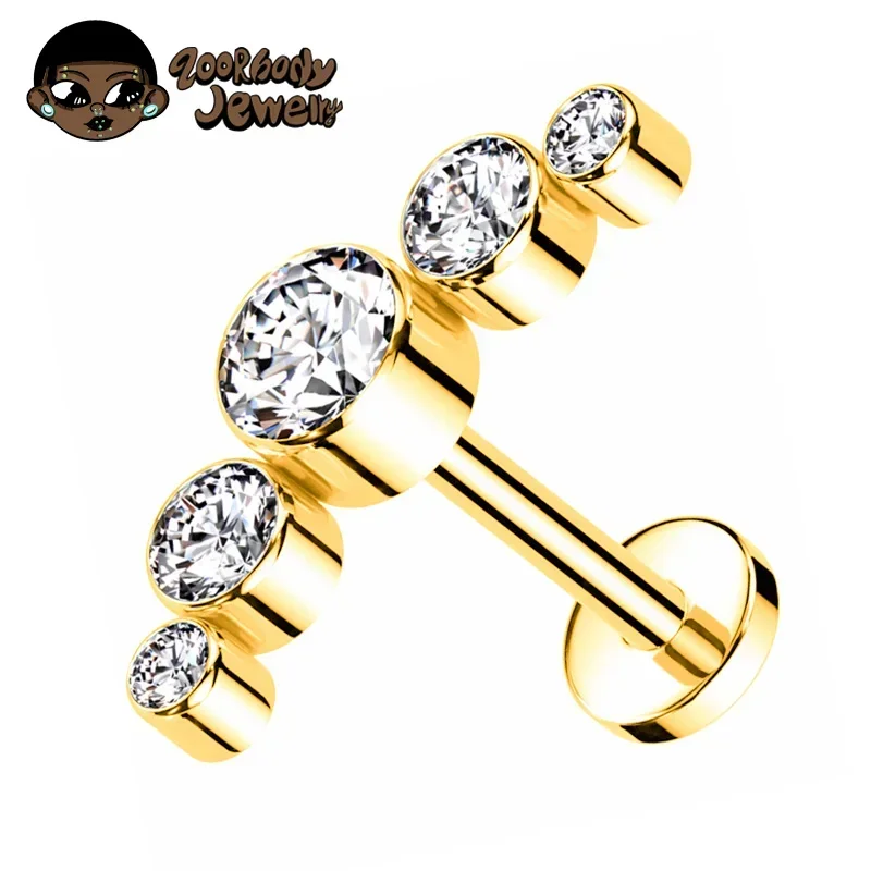 ASTM F136 Titanium Helix Piercing 16G 18G Internal thread Labret Lip Cartilage Zircon Tragus Earrings Body Jewelry