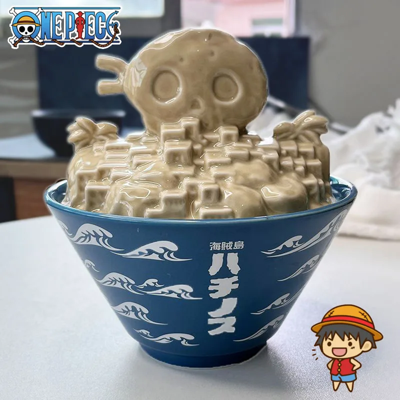 One Piece Noodle Bowl Ceramic Soup Bowl Anime Cartoon Household Salad Rice Bowl Salad Pasta Kitchen Tableware with Lid Gift