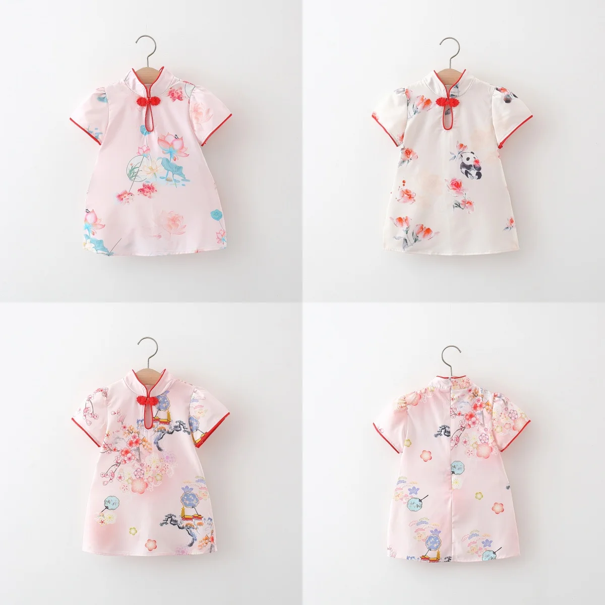 Baby Mädchen Kleid Sommer Fan Lotus Blumen mädchen, chinesische Stil Kleid Kinder Cheong sam Kleid Image