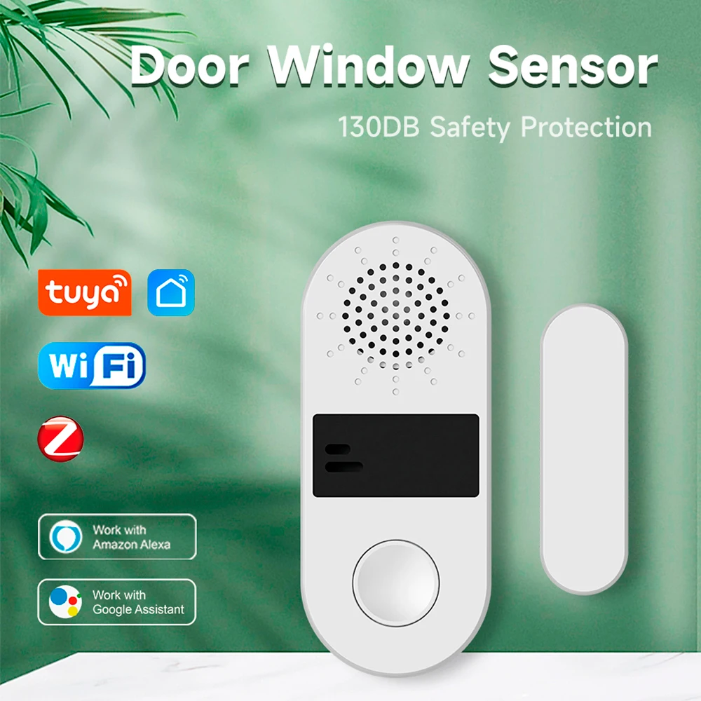 Tuya Tür sensor WiFi mit Ton und Licht Alarm 130db Tuya ZigBee Windows Sensor Smart Home App Fernbedienung Home Assistant Image