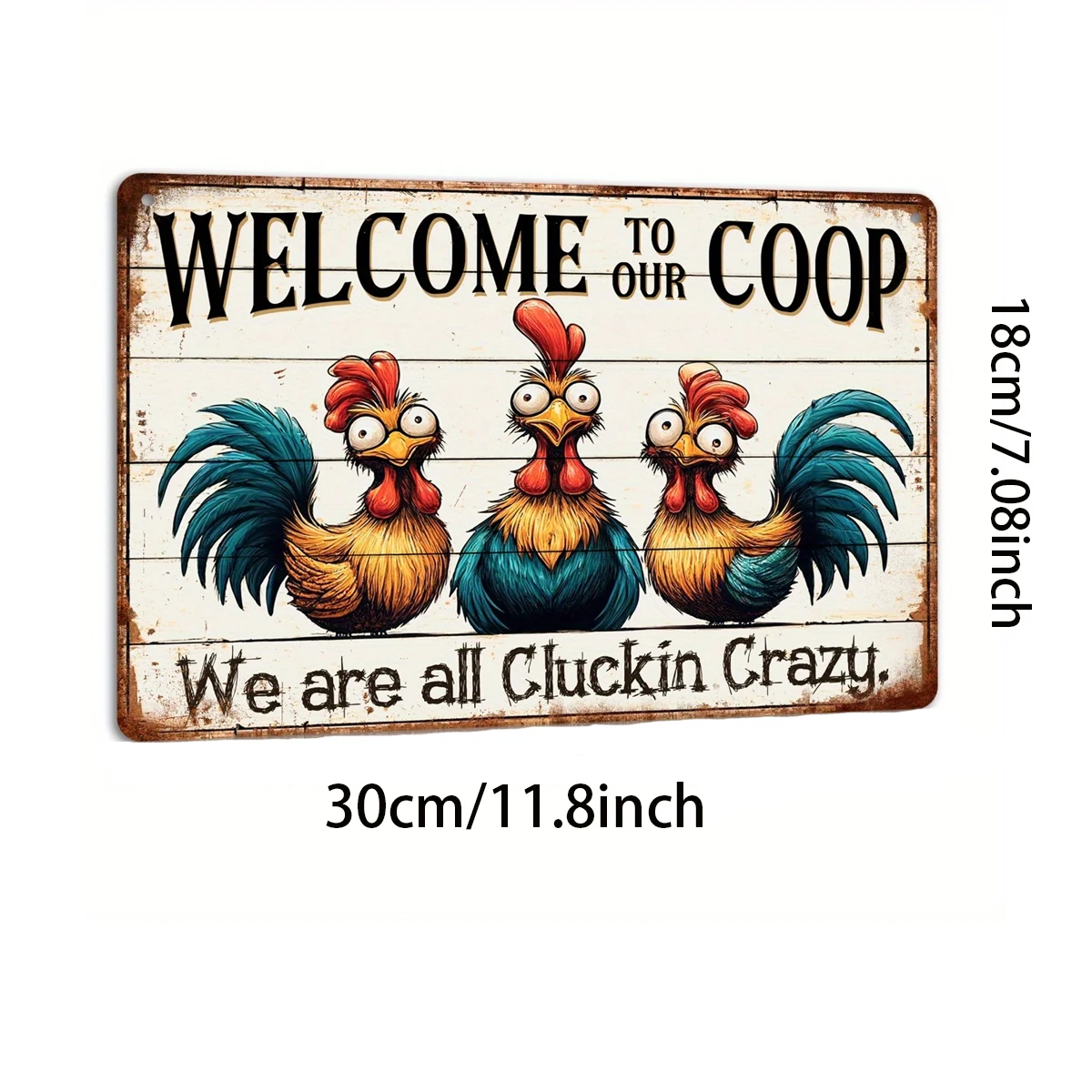 Warnung: 1 x lustiges „Willkommen in unserem Hühnerstall“, Retro-Antik-Hängeschild aus Holz – langlebige Bauernhaus-Dekoration aus Holz