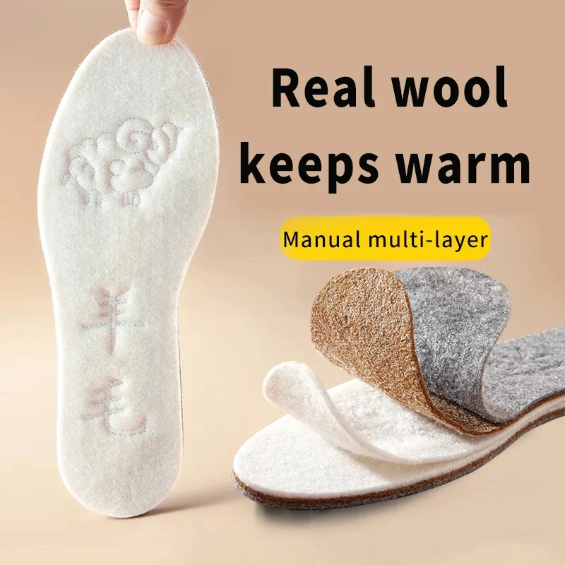 Wolle Selbst Heizung Einlegesohlen Thermostat Thermische Einlegesohle Massage 3 schicht Warm Halten Arch Support Schuh Pad Beheizte Pads Winter Männer Wome Image