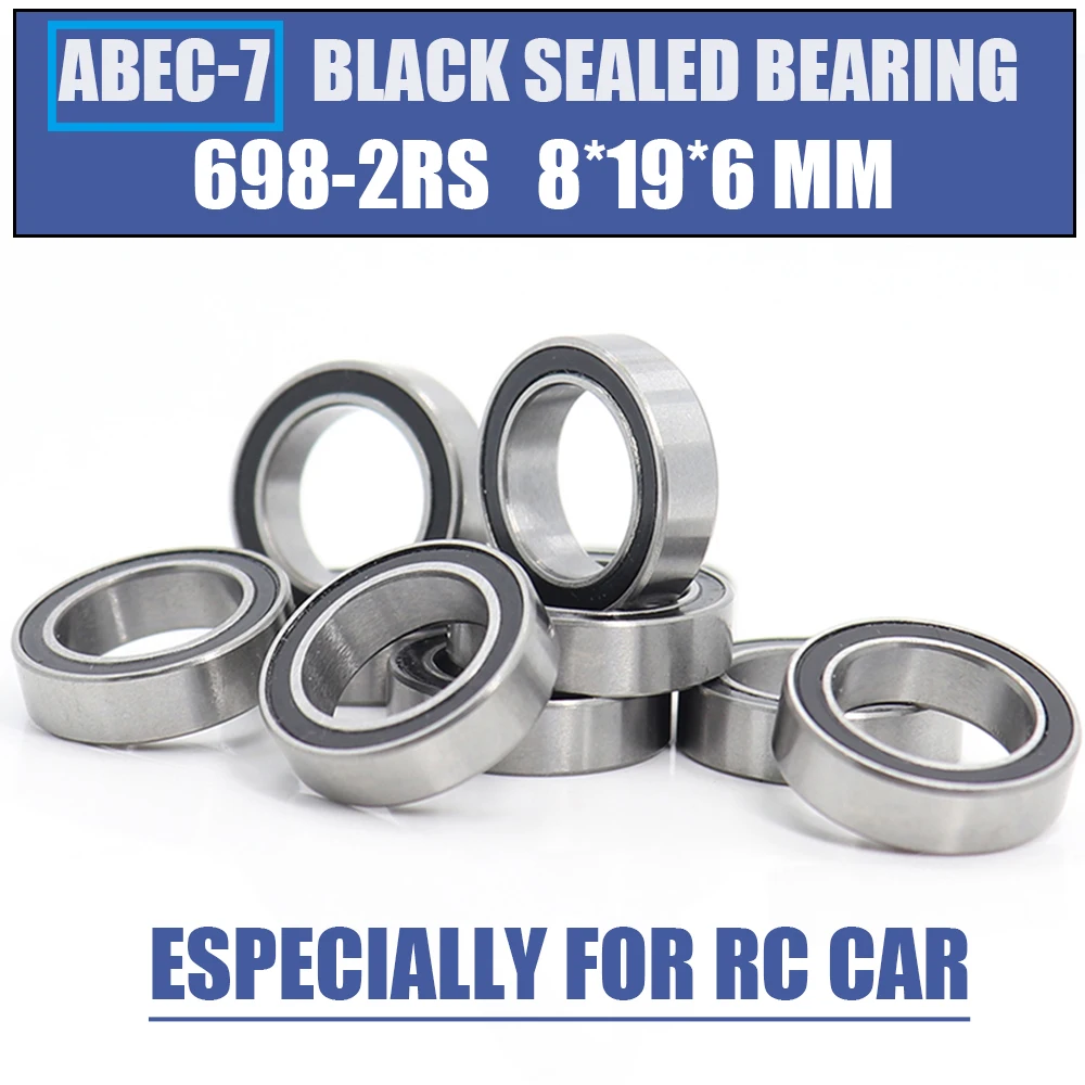 698RS Lager 10 Stück 8 x 19 x 6 mm ABEC-7 Hobby Elektro RC Auto LKW 698 RS 2RS Kugellager 698-2RS Schwarz versiegelt