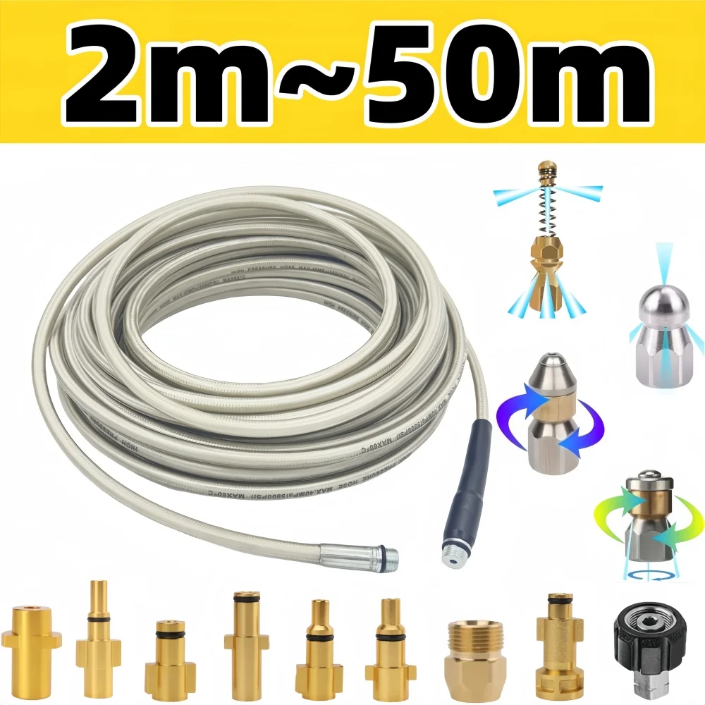 2 ~ 50 m Kanalisation Ablauf Wasser Reinigung Schlauch Hochdruck Schlauch Kanalisation Kit Abwasser Reinigung Düse Für Karcher huter Nilfisk Bosch Lavor Image