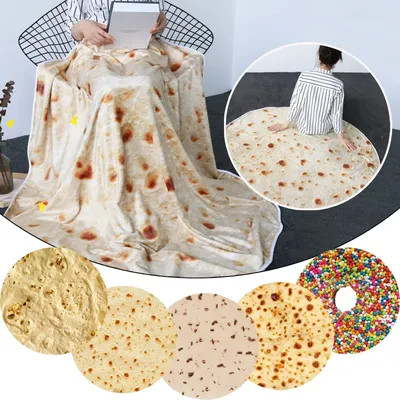 Realistic Fun Food Taco Burrito Tortilla Blanket Soft Warm Flannel Throw Blankets Bed Sheet Shawl Novelty Gift for Adult Child