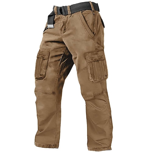 Herren Cargo-Hosen Cargohose Wanderhose Mehrere Taschen Gerader Schnitt Einfach tragbar Feuchtigkeitsableitend Volle Länge Outdoor Täglich Campen und Wandern Mode Streetwear Schwarz Blau Image