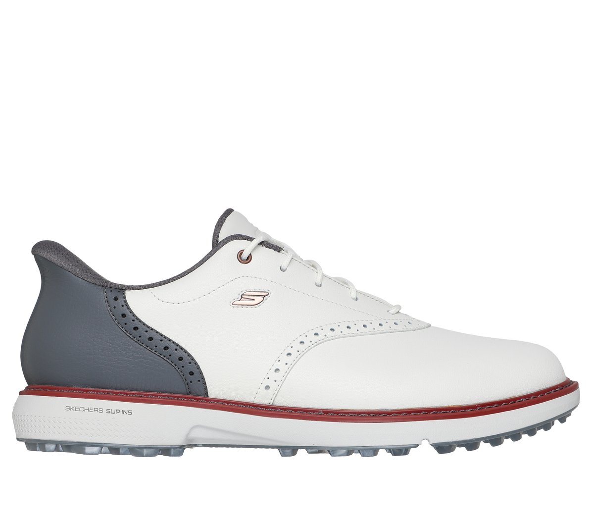 Skechers Men's Slip-ins Waterproof: GO GOLF Prestige SL Shoes | Size 10.0 Extra Wide | Natural/Gray | Leather/Synthetic/Textile | Arch Fit